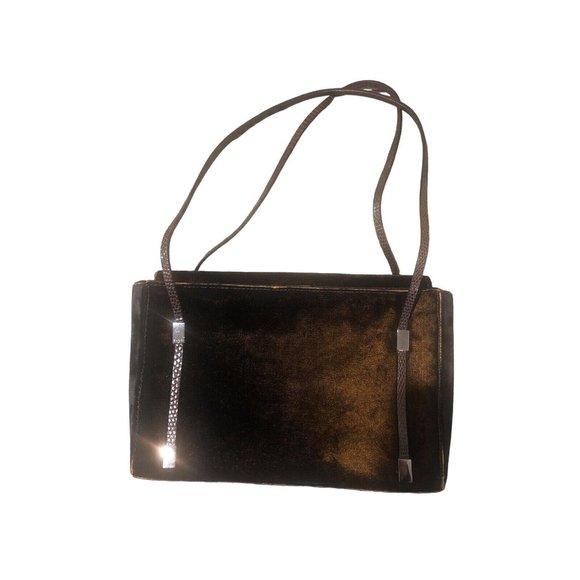 Gucci brown velvet purse with python straps - Picture 10 of 12